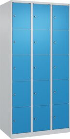 C+P Schließfachschrank Classic PLUS mit 3 Abteilen, Farbe Grau und Lichtblau, B/T/H: 90 x 50 x 185 cm - Bild 1