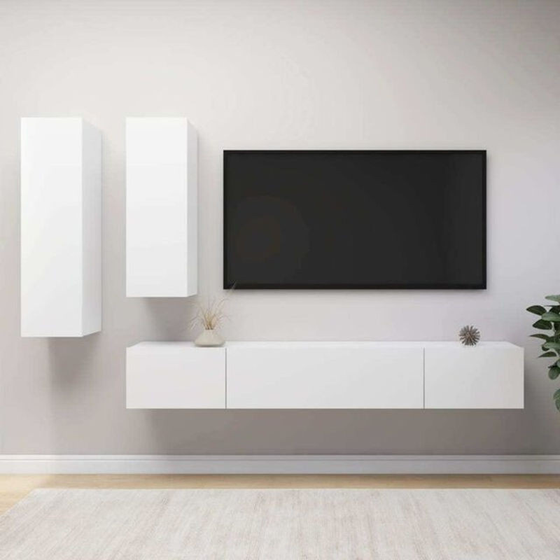4-teiliges modernes TV-Schrank-Set Vidaxl aus Holzwerkstoff in Weiß - Bild 1