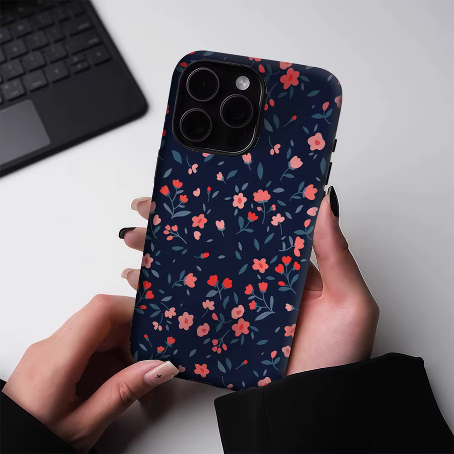 Robuste Apple iPhone Handyhülle mit Mitternachtsrosa Blumen und Magnetfunktion für iPhone 17 16 15 14 Pro Max Plus - Bild 4