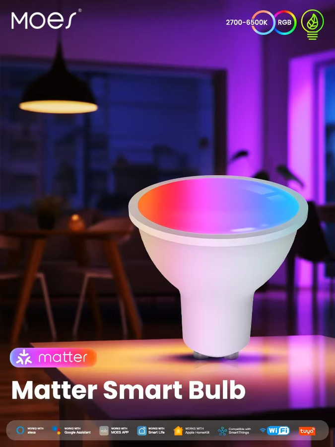 MOES Tuya Matter WiFi Smart Bulb GU10 Dimmbare RGBW LED-Lampe mit 16 Millionen Farben und Sprachsteuerung für Alexa und Google Home - Bild 6