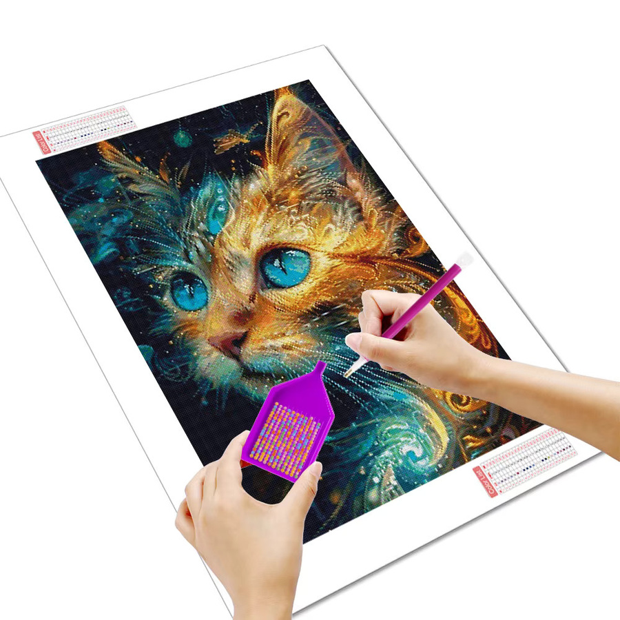 Huacan Diamant-Malerei Katze Diamant-Stickerei Set mit Strass-Bildern in Multicolour, B/H: 30 x 20 cm - Bild 2