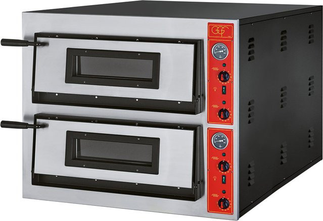 GGF Pizzaofen mit zwei Kammern für 12 Pizzen Ø 300 mm, 14,4 kW, silber/schwarz, B/T/H: 90 x 102 x 75 cm - Bild 1