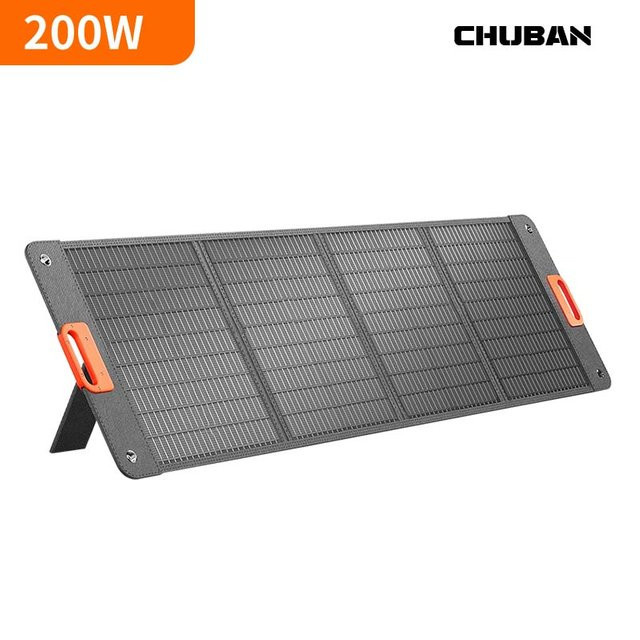 CHUBAN Faltbares Solarpanel 200W Schwarz für Outdoor-Camping und tragbare Stromgeneratoren - Bild 1
