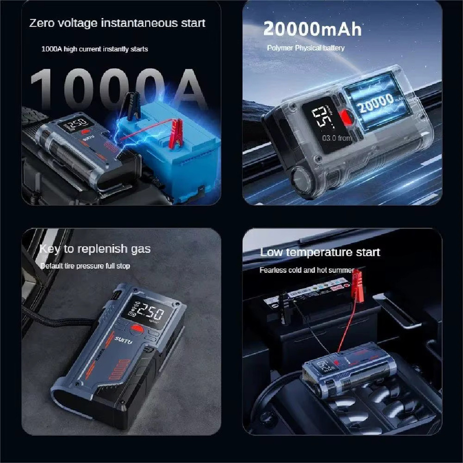 Betuyoo 4-in-1 Auto-Starthilfegerät mit Luftkompressor und tragbarem Booster-Ladegerät - Bild 2