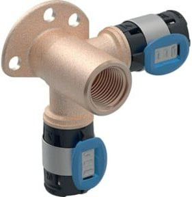 Geberit Eckanschlusswinkel FlowFit 90 Grad, d= 20mm x Rp 1/2" x 20mm, Farbe Silber - Bild 1