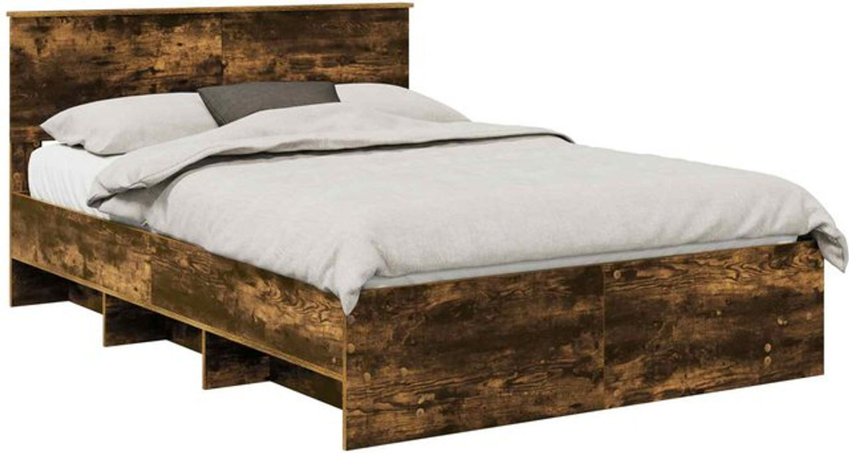Bettrahmen vidaXL aus Holzwerkstoff in Geräucherte Eiche Braun, Modernes Design, B/T/H: 150 x 200 cm - Bild 1