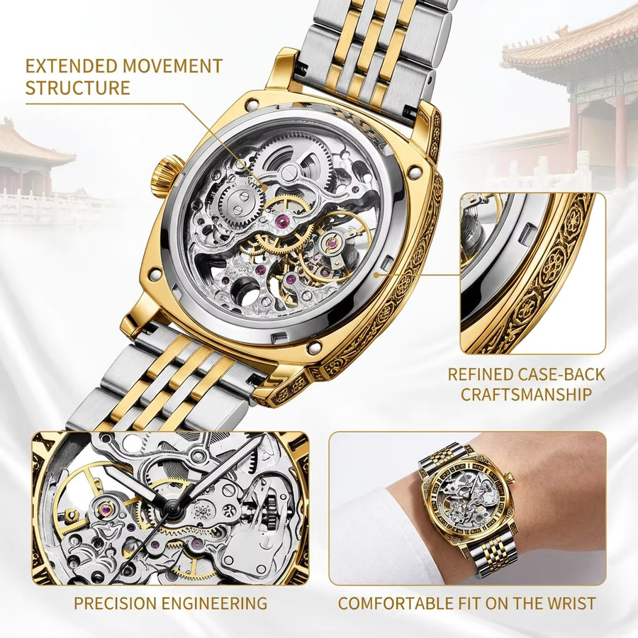 CAROTIF Herrenuhr, Automatik, Skelett-Design, Silber, Legierung - Bild 2