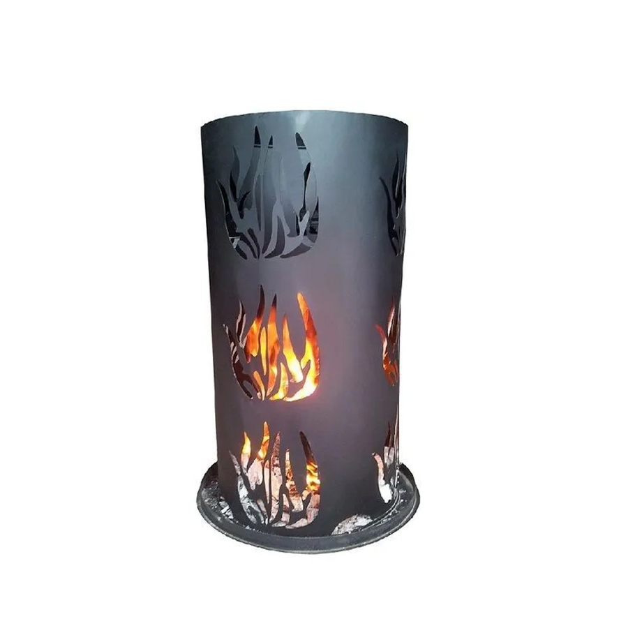 Lex Feuersäule Feuerkorb aus Stahl in Schwarz mit Feuerrost und Schürhaken, Höhe: 60 cm - Bild 2