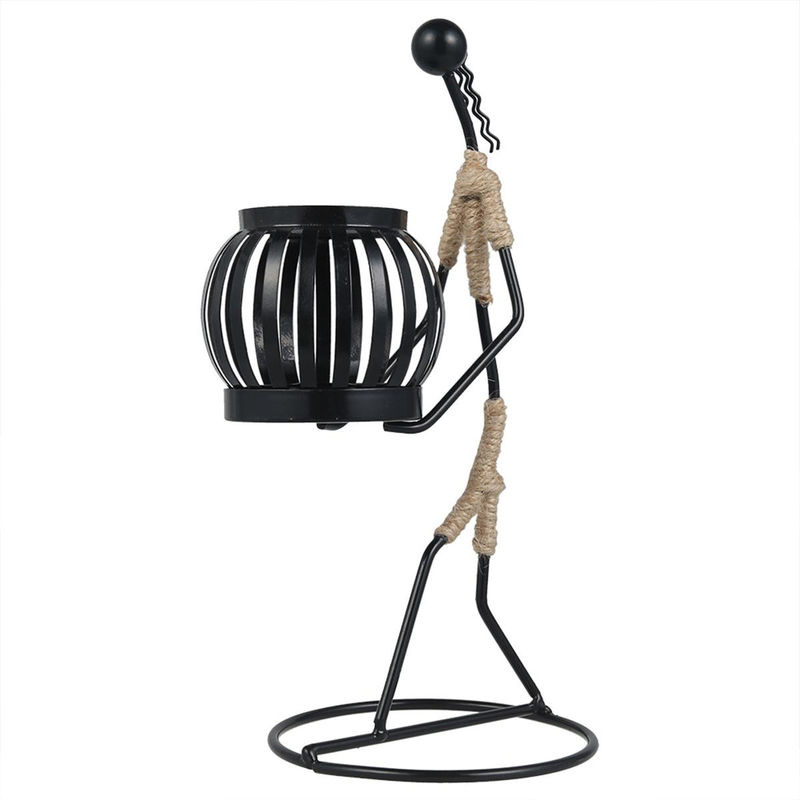 Binchi Lighting Appliances Kerzenhalter aus Metall in skandinavischem Design mit abstrakter Menschenfigur in Schwarz - Bild 5