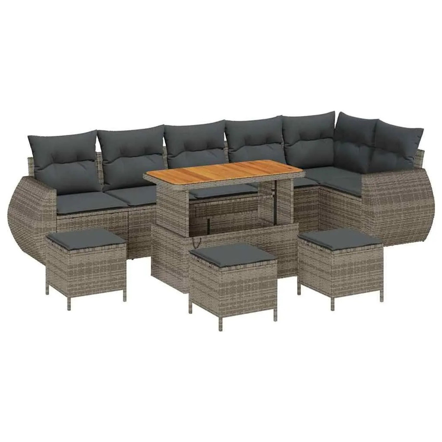 vidaXL Gartenmöbel Set aus Polyrattan in Grau mit Ecksofa, Ottoman, Couchtisch und Kissen inklusive Stauraum - Bild 2