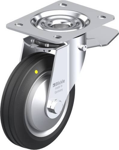 Blickle Lenkrolle LE-VE 150R-ST-EL-FA mit Feststeller, silber und schwarz, Rad-Durchmesser: 15 cm, Tragfähigkeit: 135 kg - Bild 1