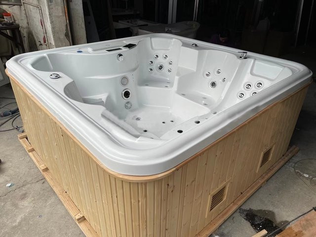 Tuboom 5-Sitzer Whirlpool SPA mit Hydromassage und Lounge aus Acryl, B/T/H: 212 x 212 x 90 cm - Bild 1