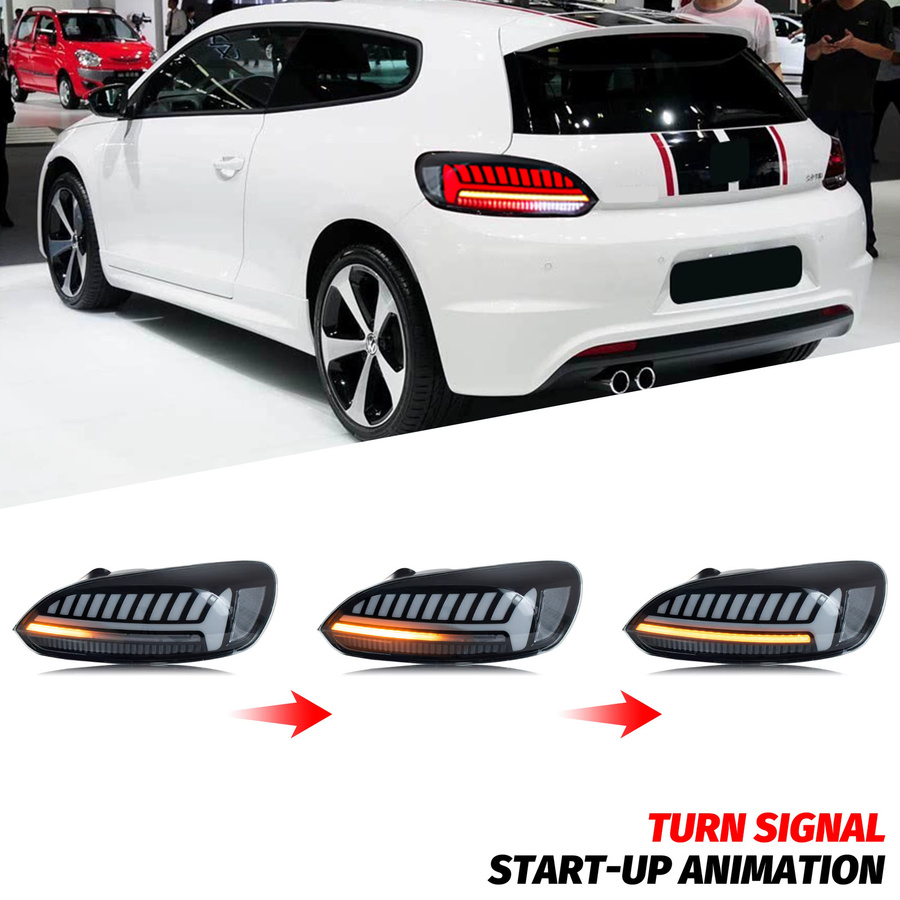 Schwarze LED-Rückleuchten mit sequentieller Blinker-Animation für Volkswagen VW Scirocco 3TSI TDI R (2009–2017) - Bild 3