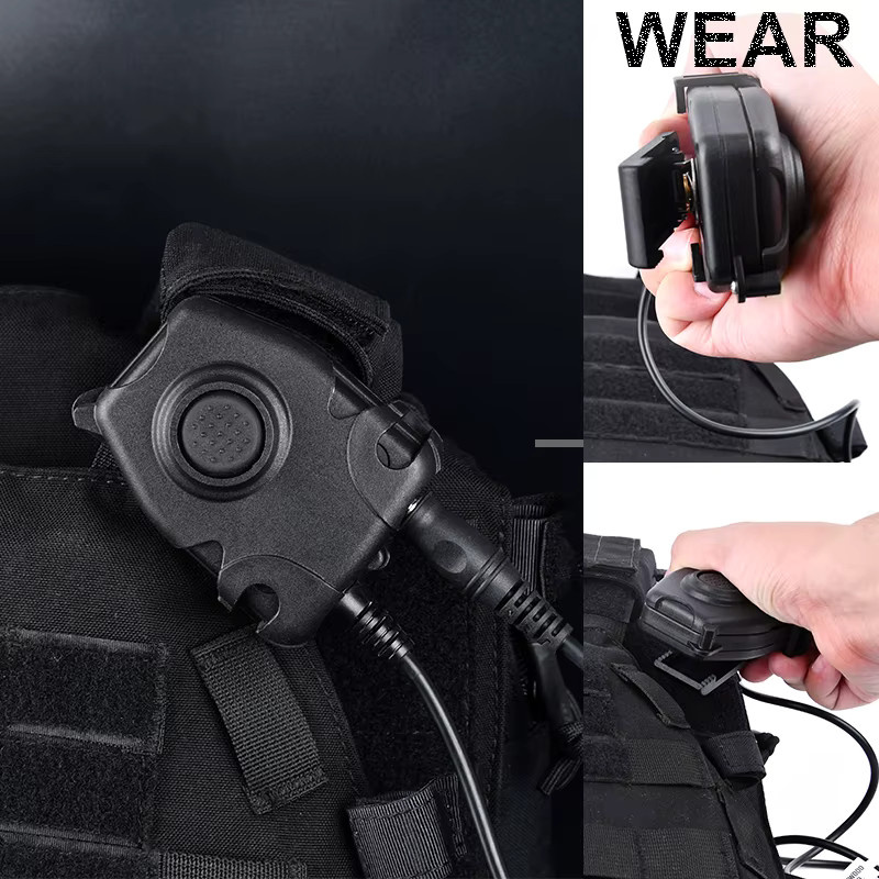 WADSN PTT Taktische Interphone-Taste für Kenwood und Motorola Walkie Talkie, Schwarz - Bild 3