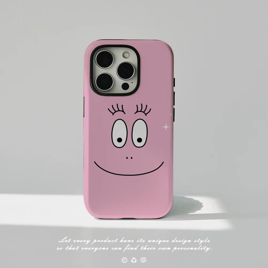 Barbapapa Handyhülle für iPhone 17 16 15 14 13 12 Pro Max Plus in Pink und Weiß, glänzend, doppellagig mit flüssiger Hartschale - Bild 2