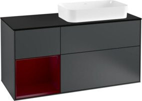 V&B Waschtischunterschrank Finion in Mattweiß mit Regal links, Breite: 120 cm, Tiefe: 50,1 cm, Höhe: 50,1 cm - Bild 1