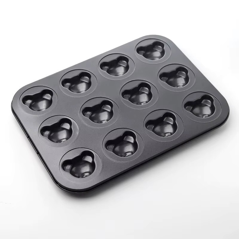Antihaftbeschichtete Muffin-Backform in Bärenform für 6 bis 12 Muffins, Schwarz - Bild 5