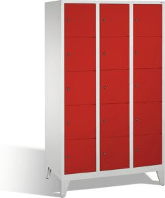 C+P Fächerschrank Classic auf Füßen mit 15 Fächern, Front Rubinrot und Korpus Lichtgrau, H x B x T: 185 x 120 x 50 cm - Bild 1