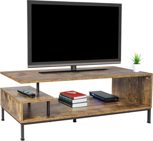 Relaxdays TV Lowboard im Industrial Style aus Holzwerkstoff und Stahl in Vintagebraun, B/T/H: 106 x 40 x 39,5 cm - Bild 1