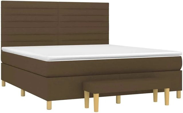 vidaXL Boxspringbett mit Matratze und Kopfteil in Braun und Weiß, B/T/H: 180 x 200 x 118 cm - Bild 1