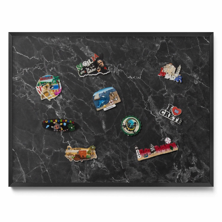 Tulup Magnettafel für die Wand in Schwarzem Marmor Design mit schwarzem Rahmen, B: 80 cm, H: 60 cm - Bild 2