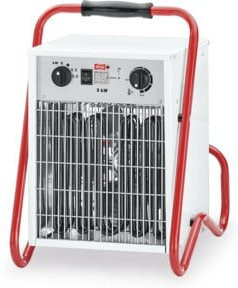 Helios Industrie-Heizlüfter STH 9 T elektrischer Standventilator mit Thermostat und Timer in Weiß, Rot und Grau - Bild 1