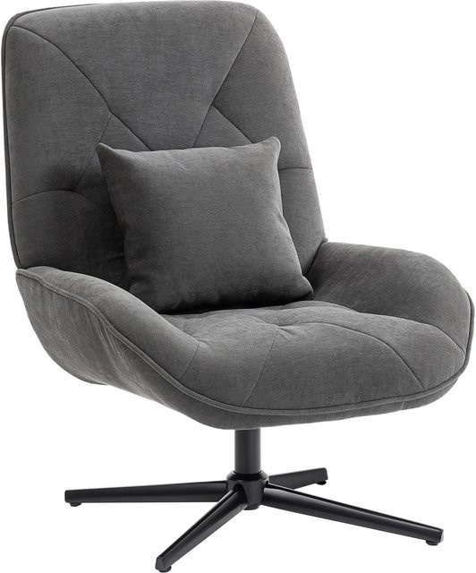 HOMCOM Accent Chair mit Chenille-Bezug und 360-Grad-Drehfunktion in Dunkelgrau, B/T/H: 72 x 92 x 96 cm - Bild 1
