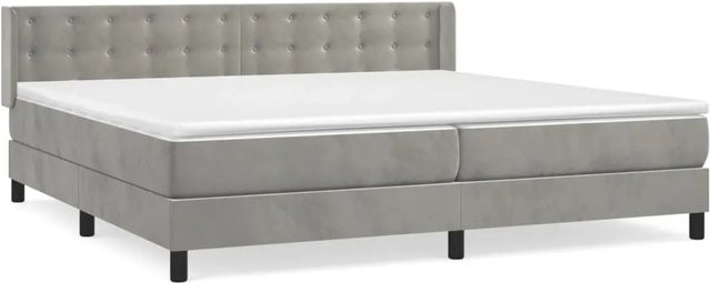 vidaXL Boxspringbett mit Matratze in Hellgrau aus Samt, Hybrid-Design mit Taschenfederkern, B/T/H: 200 x 200 x 203 cm - Bild 1