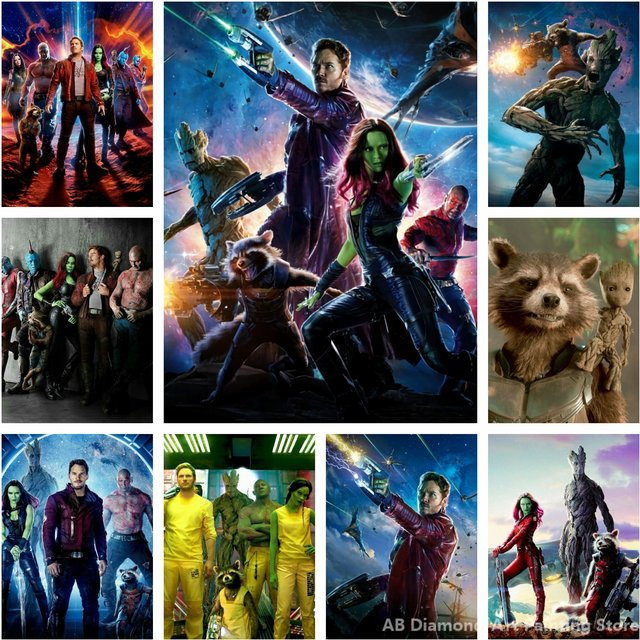 Disney Galaxy Guardians Marvel Diamantmalerei 5D Kreuzstich Mosaik Set in Multicolour, B/H: 30,0 x 20,0 cm - Bild 1