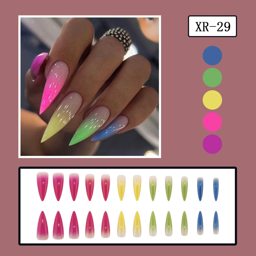 Spicy Girl's Press On Nails, Regenbogen Farbverlauf, Glänzend, Kinder - Bild 3
