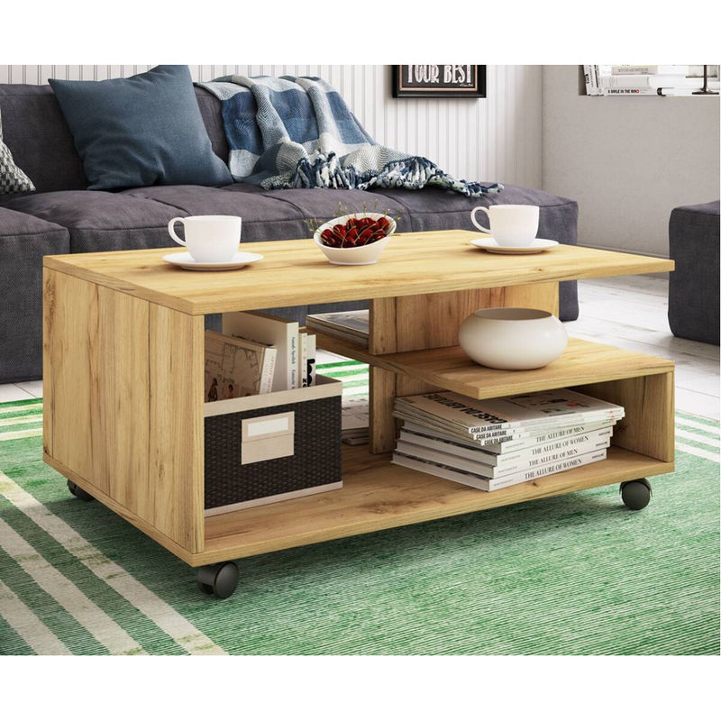 VCM Couchtisch Stango in Eiche Honig mit Rollen, braun, B/T/H: 80 x 50 x 40 cm - Bild 5