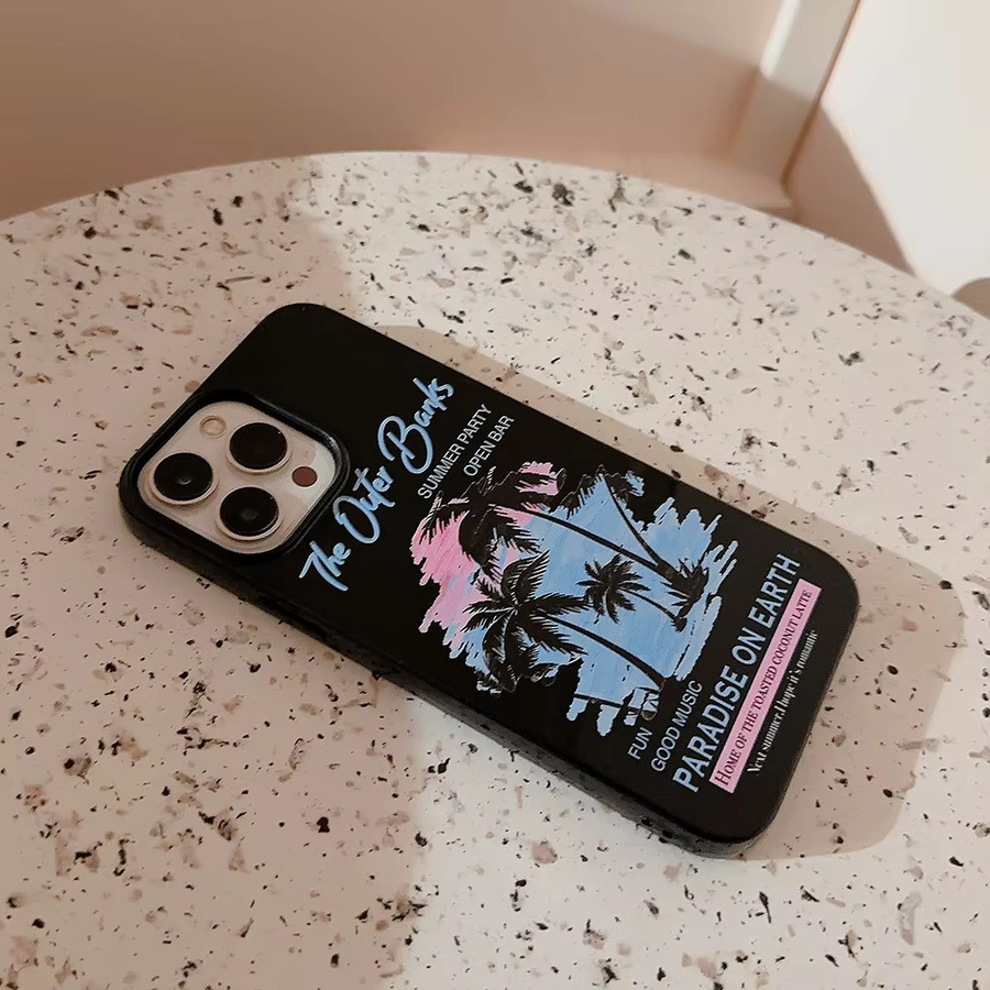 INS Retro California Sunset Beach Luck Handyhülle für iPhone 11 bis 16 Pro Max in Schwarz und Multicolour - Bild 2