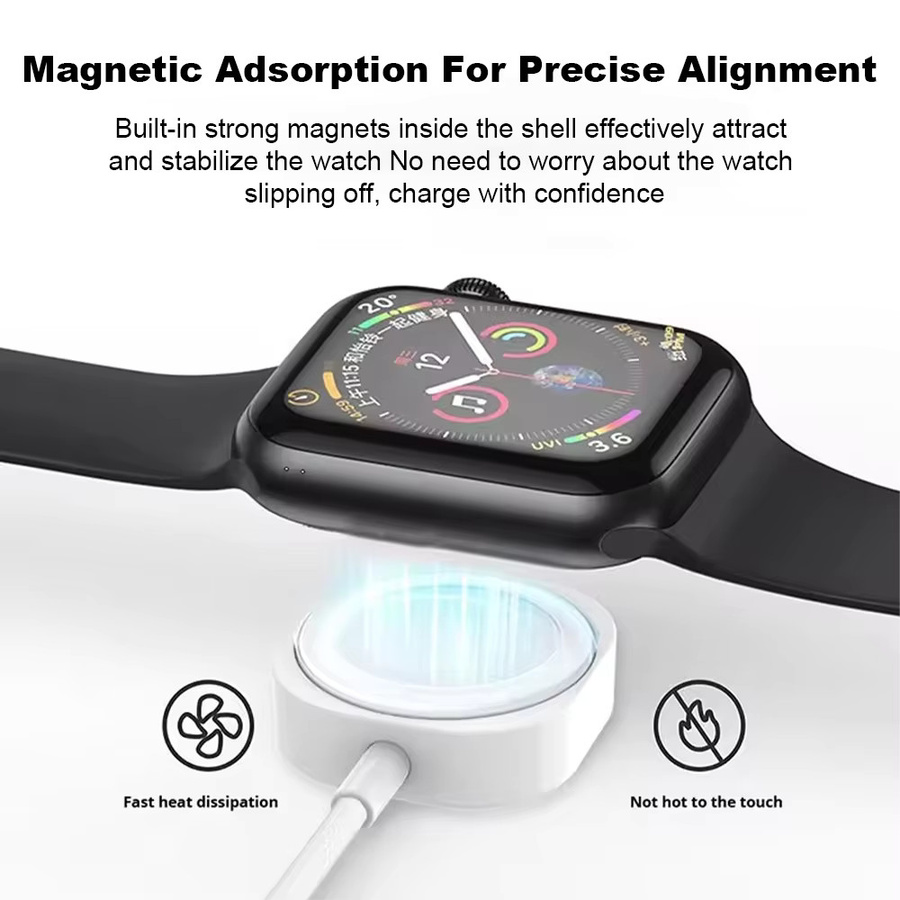 Magnetisches kabelloses USB-C Schnellladegerät für Apple Watch Serie 1 bis 10 und Ultra Edition in Schwarz oder Weiß - Bild 3