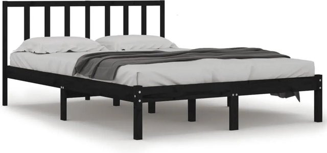 vidaXL Massivholzbett aus Kiefer in Schwarz, B/T: 150 x 200 cm - Bild 1