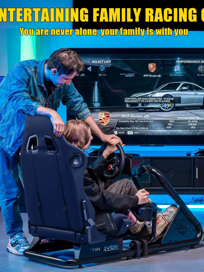 GTPLAYER Simulator Cockpit Rennsimulator Lenkradständer mit Lautsprechern und Pedalablage in Schwarz oder Weiß - Bild 5