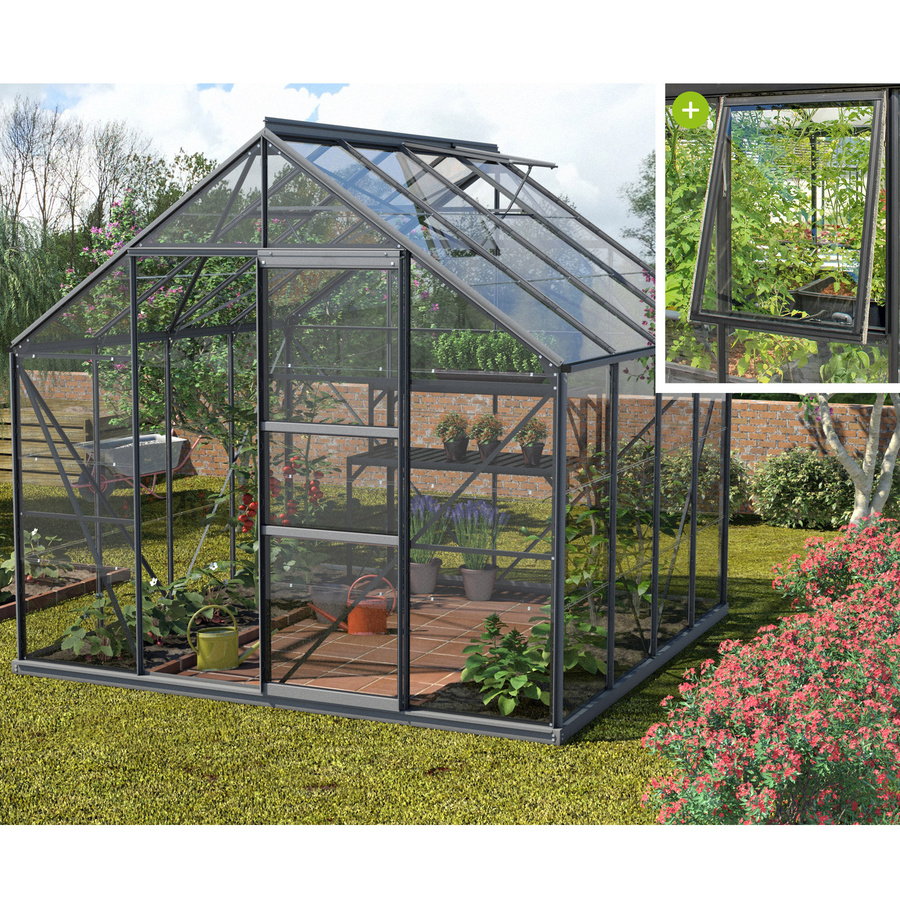 Vitavia Gewächshaus Meridian 6700 in Schwarz mit 6,7 m², Sicherheitsglas und Aluminiumrahmen - Bild 3