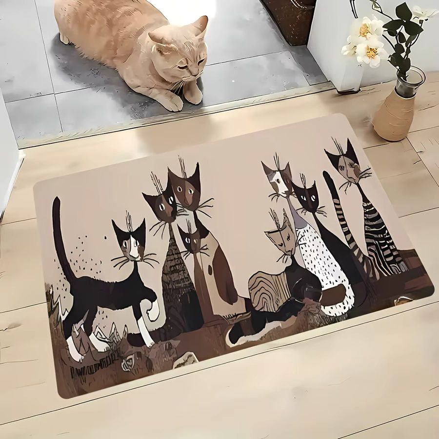 VIKAMA Cartoon Seltsame Katze Teppich Waschbare Wasserdichte Fußmatte für Küche, Schlafzimmer und Wohnzimmer - Bild 5