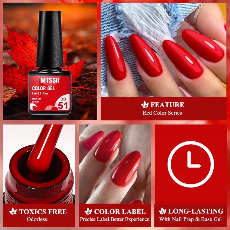 Mtssii Gel-Nagellack-Set, 27-teilig, rosa, rot, schimmernd, Soak Off - Bild 1