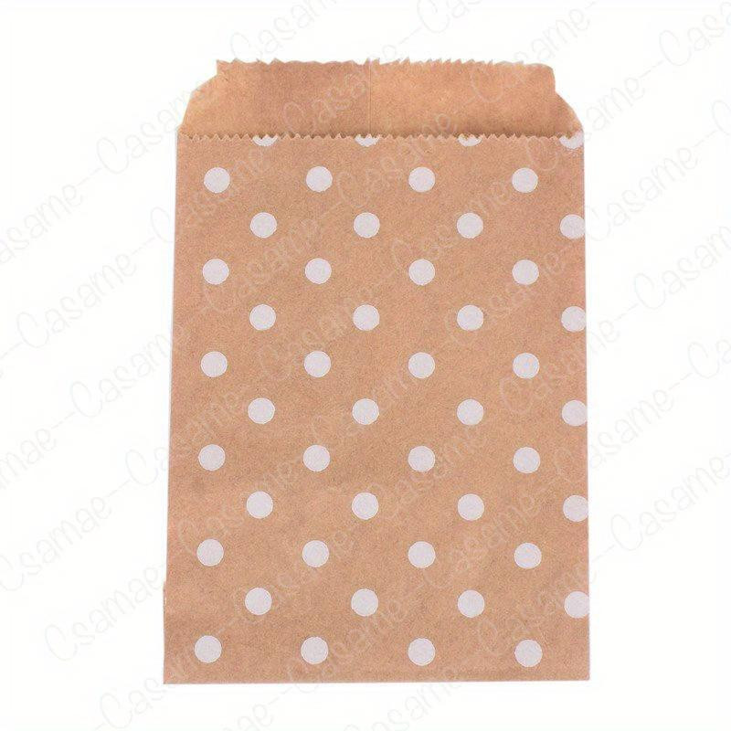 NATAWA Kraftpapier Verpackungsbeutel mit Wellen-Punkt-Design, 25 Stück, Braun/Mehrfarbig, ideal für Süßigkeiten, Kekse und Popcorn bei Geburtstagen oder Hochzeiten - Bild 1