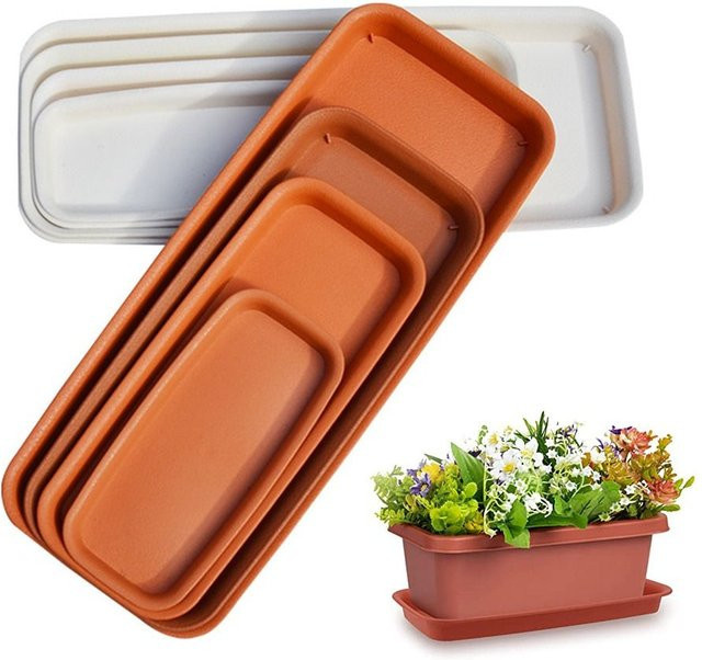 Rechteckige Pflanzuntersetzer aus Kunststoff in Rot für Indoor und Outdoor Pflanzen - Bild 1
