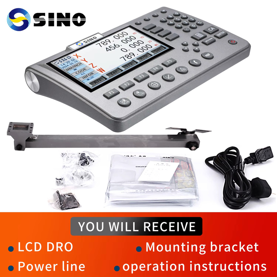 SINO 3-Achsen-DRO-Kit SDS200-Set mit KA-300 KA-500 LCD-Digitalanzeige und Glas-Linearskalen-Encoder für Drehmaschine, Schleifer und Fräsen in Grau - Bild 2