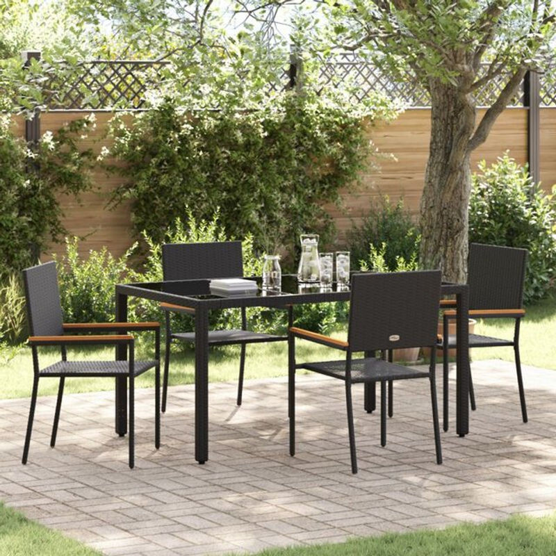 5-teiliges modernes Garten Esszimmer Set aus Poly-Rattan in Schwarz von vidaxl - Bild 1