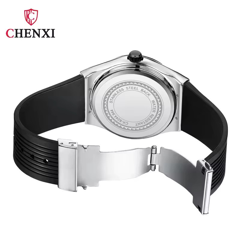 CHENXI Armbanduhr, Herren, Quarz, Edelstahl, Black Silvery - Bild 2