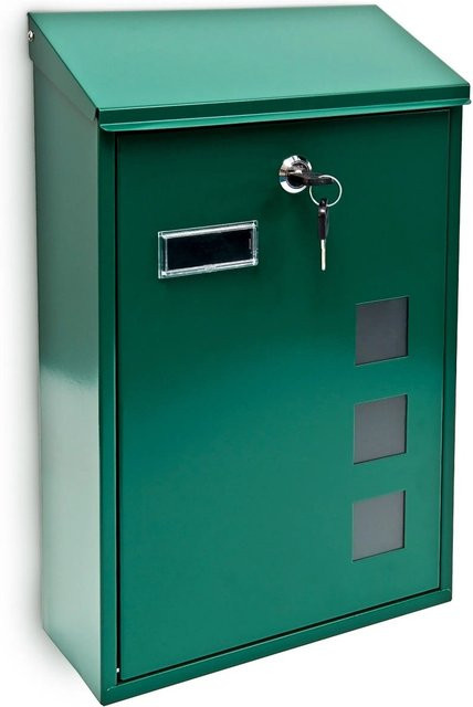 Abschließbarer Briefkasten aus Metall von Relaxdays in Grün, Wandmontage, B: 25 cm, H: 40 cm, T: 10 cm - Bild 1