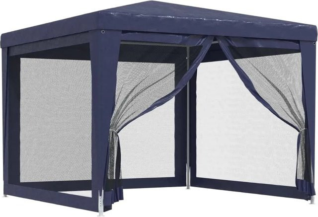 Furnicato Partyzelt Blau mit 4 Mesh-Seitenwänden aus HDPE und Eisen, B/T/H: 300 x 300 x 246 cm - Bild 1