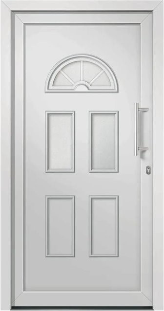 vidaXL Haustür in Weiß mit Glaseinsatz aus Aluminium und Stahl, B/H: 98 x 198 cm - Bild 1