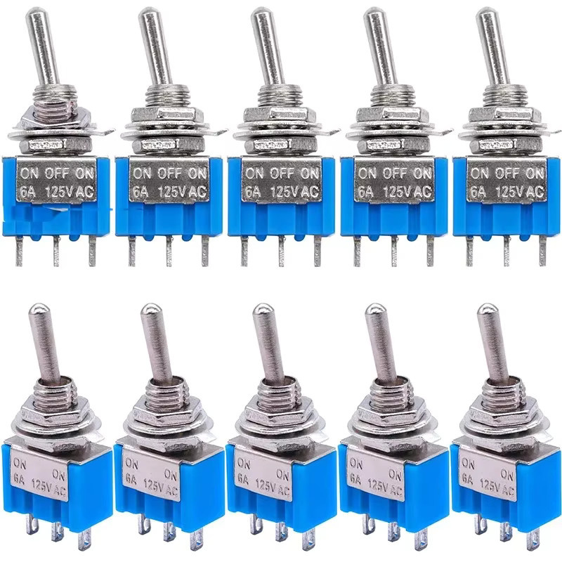 10 Stück ELECAPITAL Kippschalter MTS-102 MTS-103 3-Pin 3-Position Blau AC 125V/6A 250V/3A für DIY-Projekte - Bild 3
