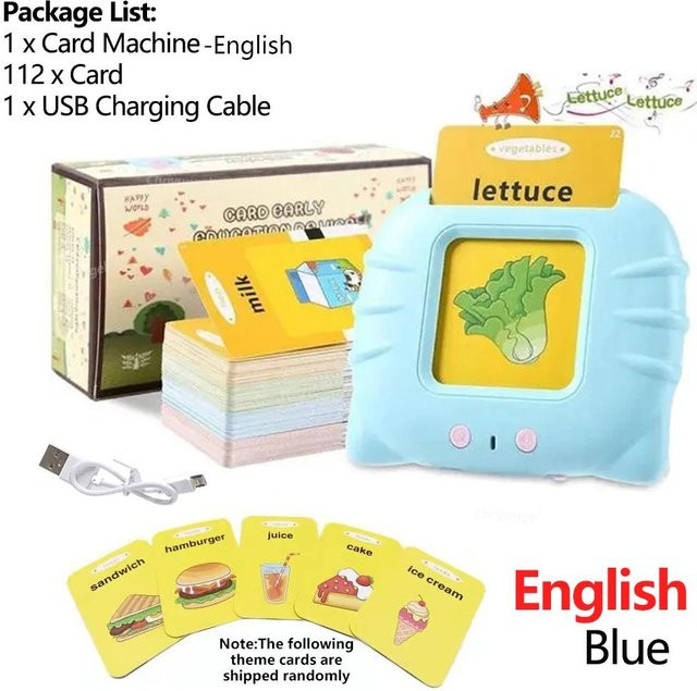 Binchi Lernkartenmaschine, Sprechend, Englisch Spanisch Italienisch Arabisch, Audio, Blau - Bild 1