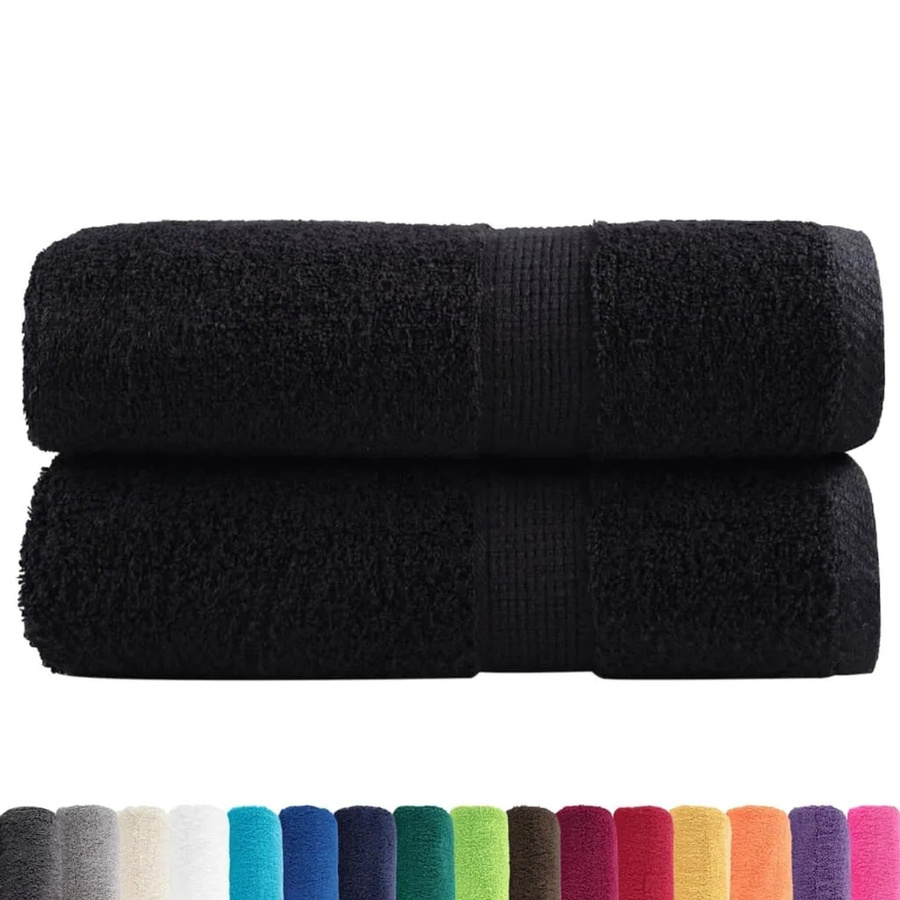 vidaXL Premium-Gästetücher SOLUND aus Baumwolle, 2 Stück, Schwarz, B/H: 30 x 50 cm, 600 g/m² - Bild 2