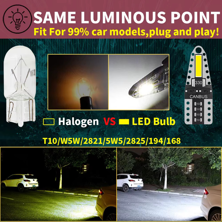Neallor 10er Set W5W LED T10 Lampen Canbus für Parkplatz, Positionslicht, Innenraum und Dome-Licht, 12V, Weiß 6500K - Bild 4